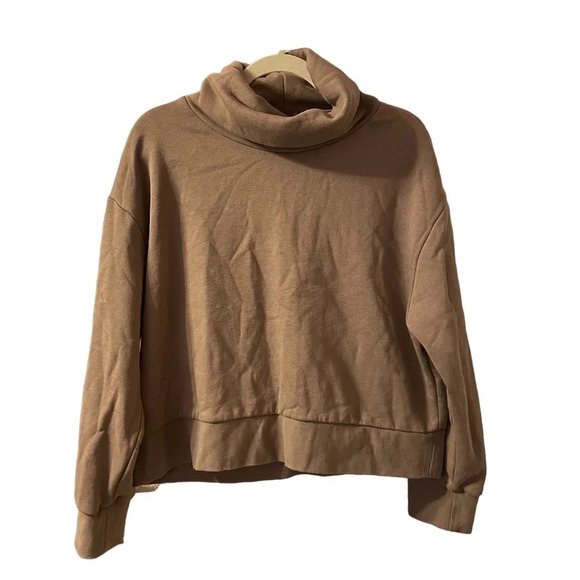 ZARA LIGHT BROWN TURTLENECK BOXY SWEATSHIRT - Picture 1 of 4